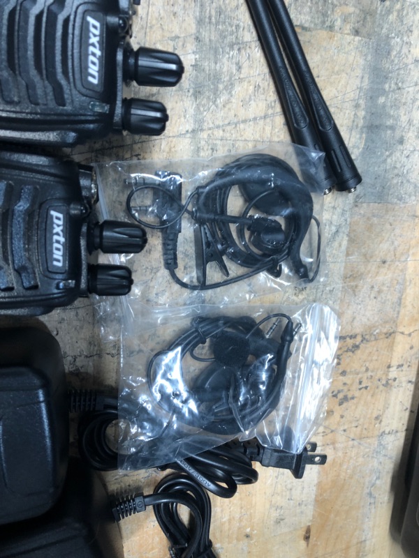 Photo 4 of pxton Walkie Talkies Rechargeable Long Range Two-Way Radios with Earpiece 2 Pack 