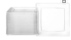 Photo 1 of 50 Pack Clear Square Plates 4inch 