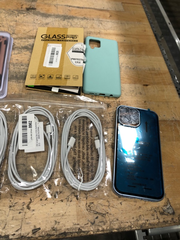 Photo 2 of Cell Phone Accessories Bundle, 7 Items 
4 Assorted Size Phone Cases, 2 Packs Of Screen Protectors, 3 Pack iPhone Charging Cords 