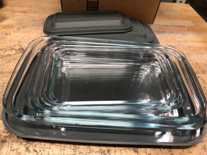 Photo 1 of 8-Piece Deep Glass Baking Dish Set with Plastic lids