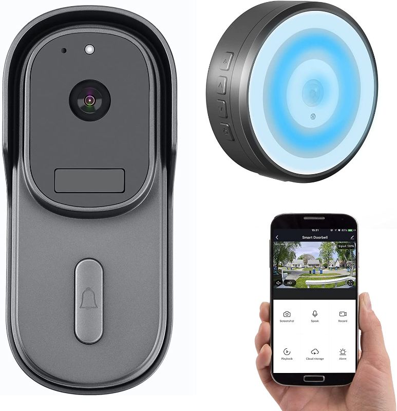Photo 1 of 1080P WiFi Video Doorbell Camera,Work with Alexa, Google Home,Waterproof Camera with Motion Detection/Auto Light-up Chime/2-Way Audio/Night Vision Support 128G&Could Storage(Powered by Wired&Battery)
