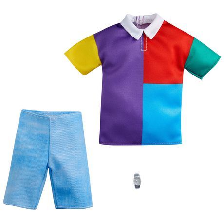 Photo 1 of Barbie Fashions Pack: Ken Doll Clothes with Color-Blocked Top Shorts & Watch
