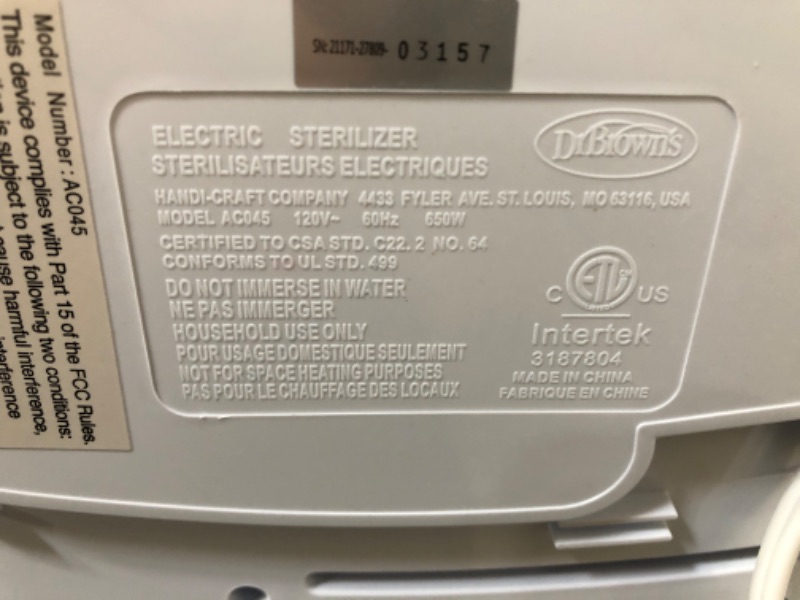 Photo 3 of Dr. Brown's Deluxe Electric Baby Bottle and Pacifier Sterilizer
