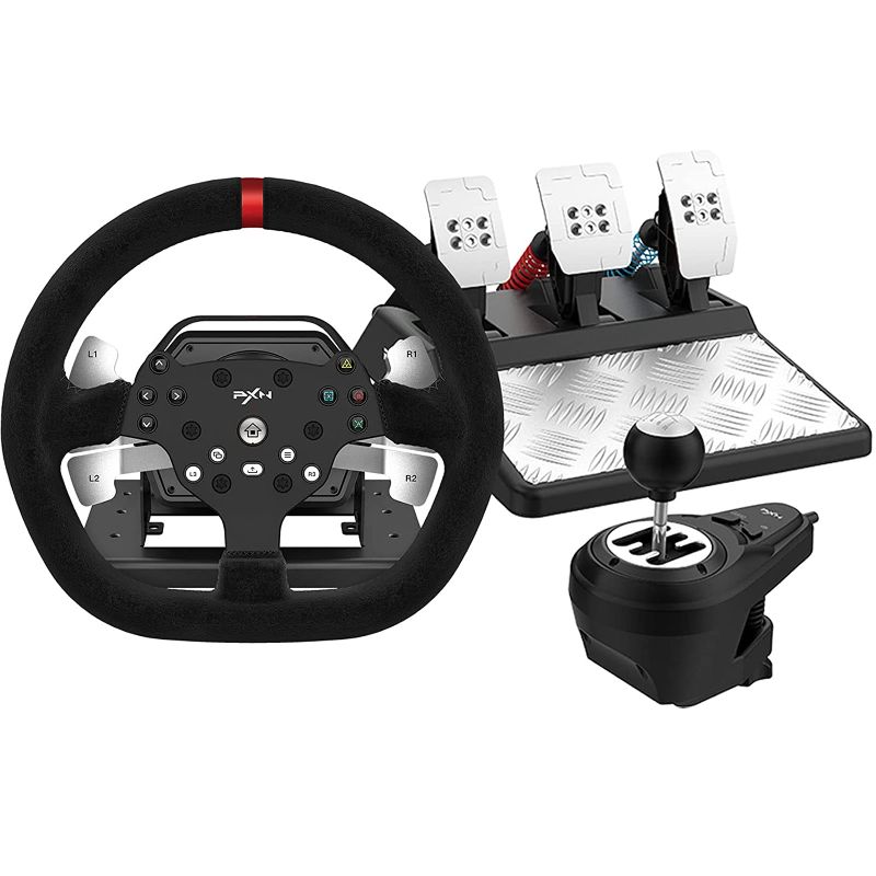 Photo 1 of Force Feedback Steering Wheel,PXN V10 Racing Wheel 270°/900° Rotation with Pedal and Gear Lever for PC,PlayStation 4,Xbox One,Xbox Series X/S (V10)
