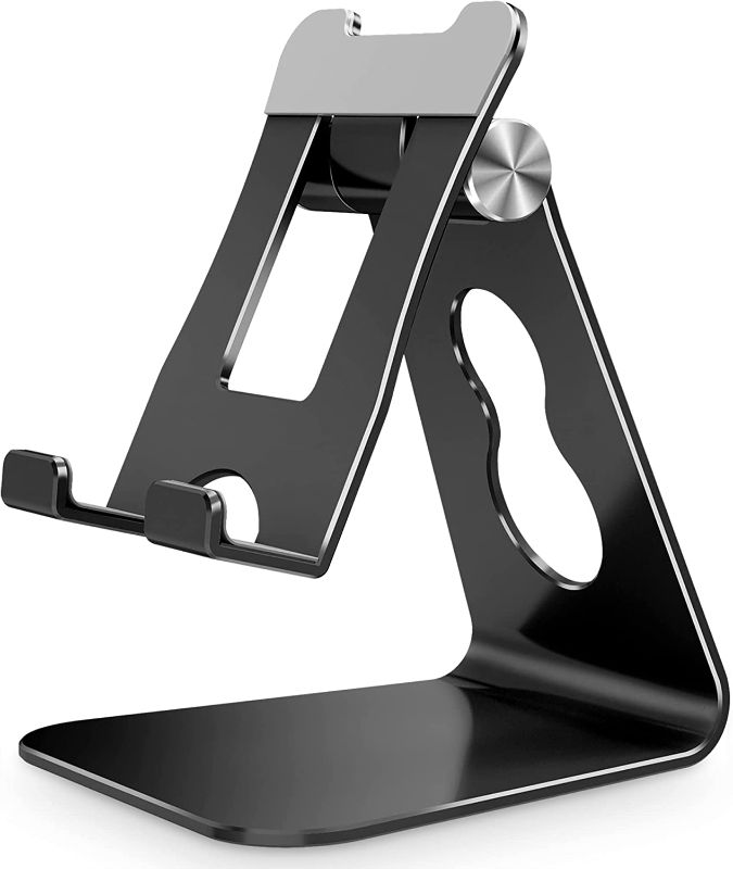 Photo 1 of Adjustable Cell Phone Stand for Desk, CreaDream Aluminum Desktop Phone Holder with Bigger Body and Longer Arm, Supper Stability, Compatible with All Mobile Phones,iPhone,iPad,Tablet(4-10in)-Black
