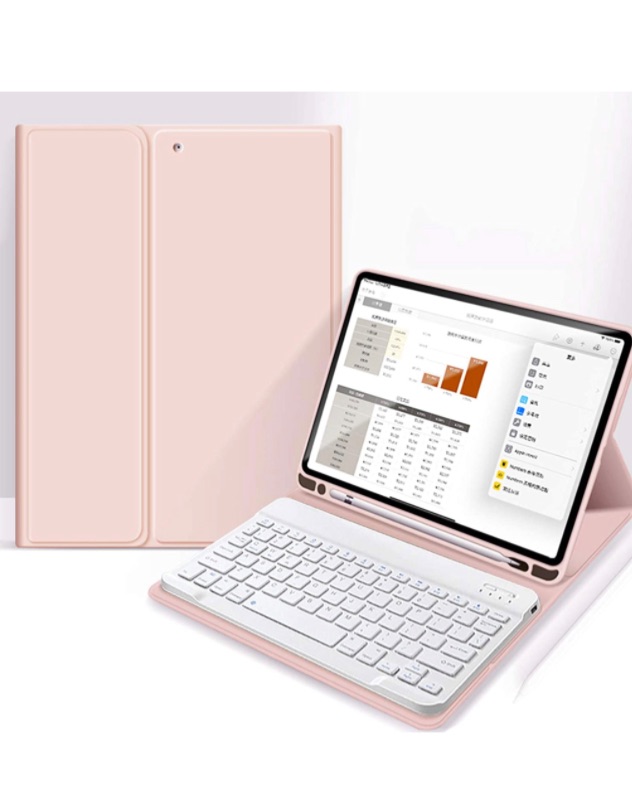 Photo 1 of Aoub Case for iPad Pro 11 2020 & 2018, Stand Folio Detachable Wireless Bluetooth Keyboard Cover Soft TPU Back Case with Pencil Holder for iPad Pro 11 inch, Baby Pink