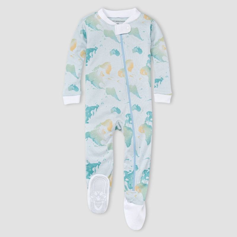 Photo 1 of Burt's Bees Baby® Baby Boys' 2pc World Map Snug Fit Footed Pajama - 6-7mos
