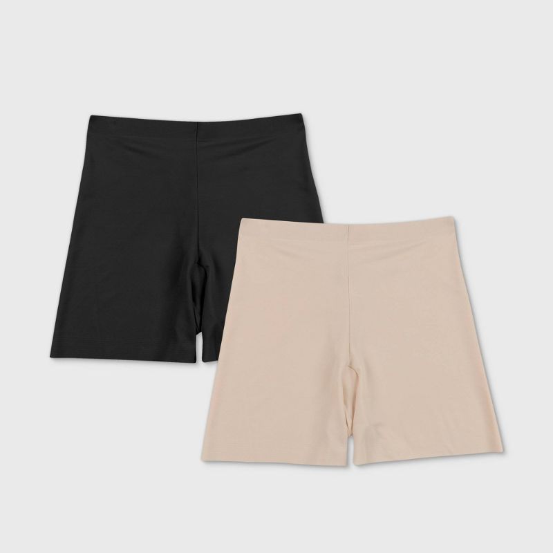 Photo 1 of Maidenform Self Expressions 2pk Women's Shaping Girl Short – Black and Beige SES081, Large
