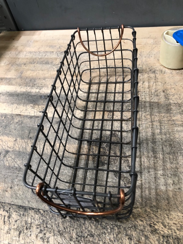 Photo 2 of 16X6X6 Wire Tank Top Basket with Handle Copper - Threshold