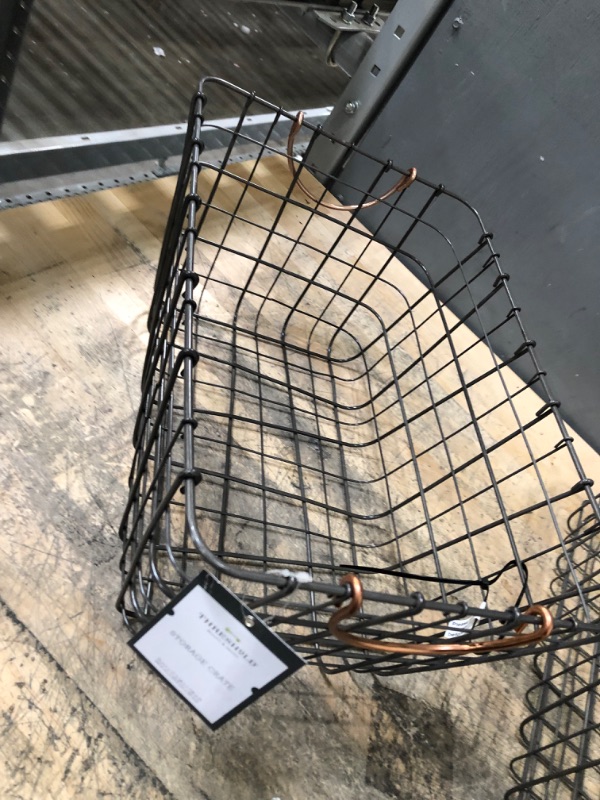 Photo 3 of 16x11x8 Wire Basket with Handle Gray/Copper - Threshold