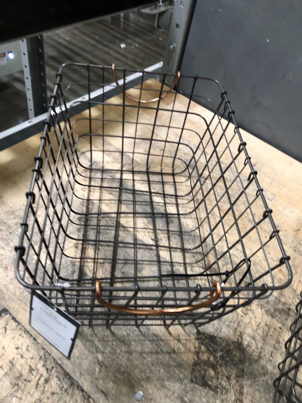 Photo 2 of 16x11x8 Wire Basket with Handle Gray/Copper - Threshold