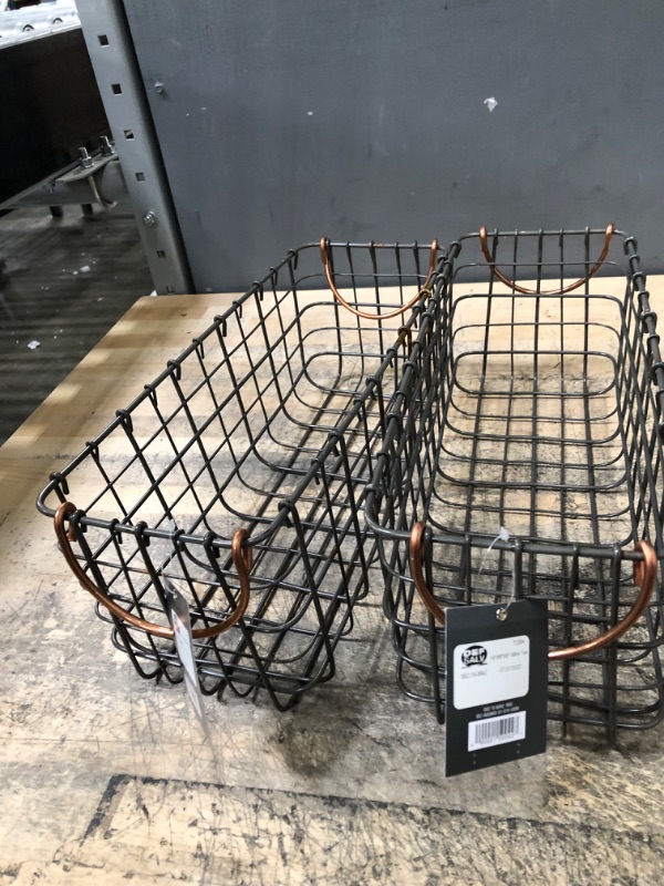 Photo 2 of 16X6X6 Wire Tank Top Basket with Handle Copper - Threshold 2 PACK 