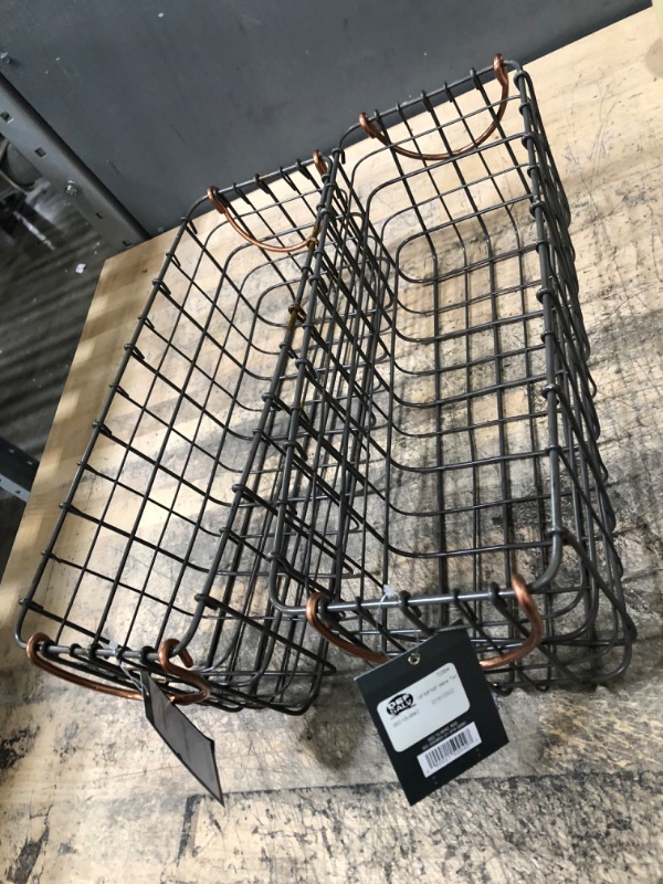 Photo 1 of 16X6X6 Wire Tank Top Basket with Handle Copper - Threshold 2 PACK 