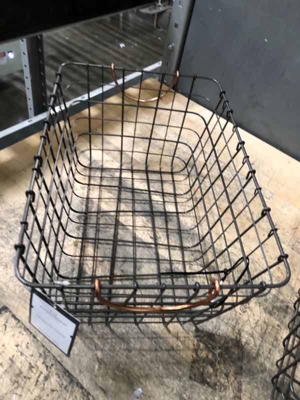 Photo 3 of 16x11x8 Wire Basket with Handle Gray/Copper - Threshold