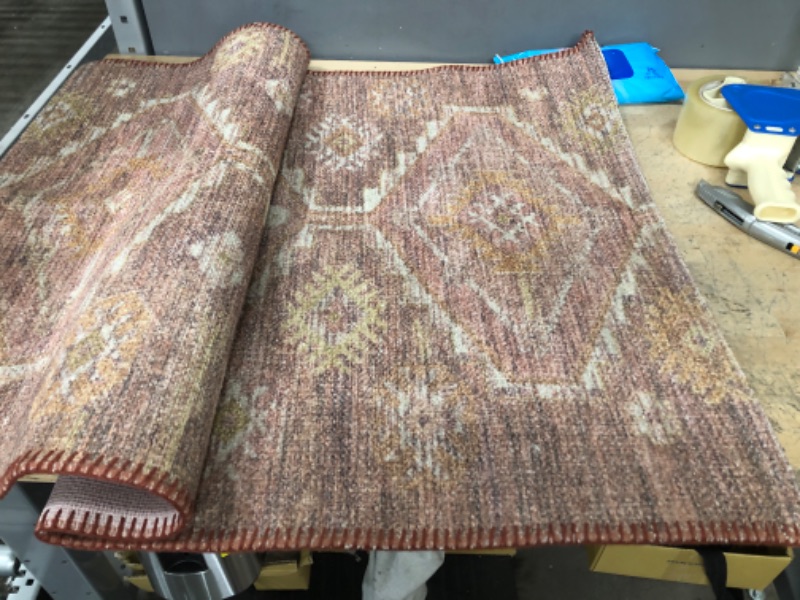 Photo 2 of 2'6x3'10 Southbury Washable Printed Diamond Persian Style Rug Rust - Threshold
