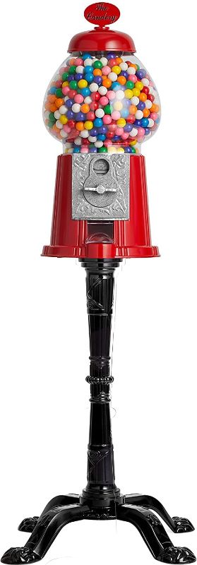 Photo 1 of Gumball Machine - 15 Inch Candy Dispenser with Stand for Bubble Gumballs - Heavy Duty Red Metal with Large Acrylic ShatterProof Bowl - Easy Twist-Off Refill - Free or Coin Operated - by The Candery