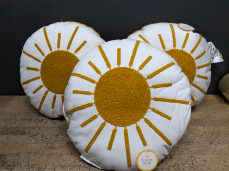 Photo 1 of 3 YELLOW SUN THROW PILLOWS 