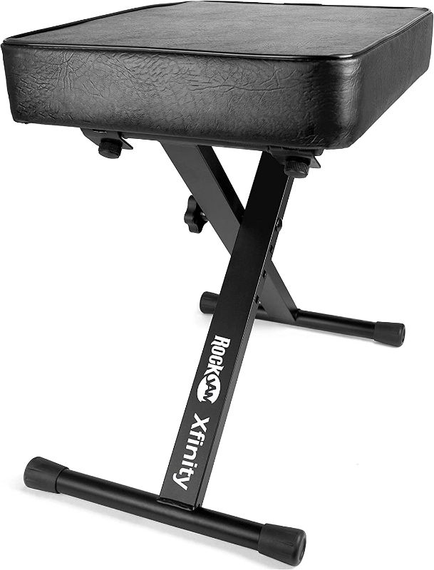 Photo 4 of  Adjustable Padded Keyboard Bench, X-Style, Black (SMALL CUT IN SEAT)