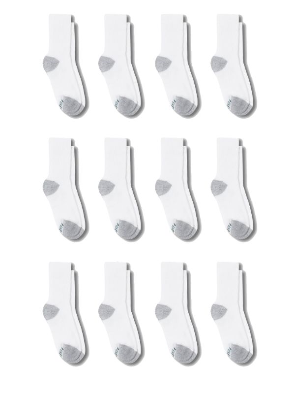 Photo 1 of Hanes Boys Socks, 12 Pack Crew Cushion, Size L