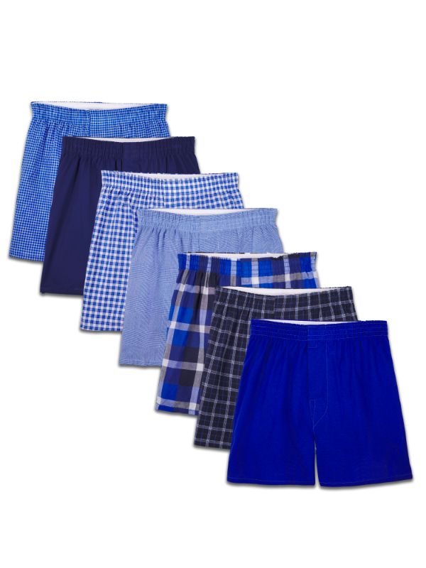 Photo 1 of Fruit of the Loom Boys Underwear 7 Pack Tartan Plaid Boxers Sizes S-XL
