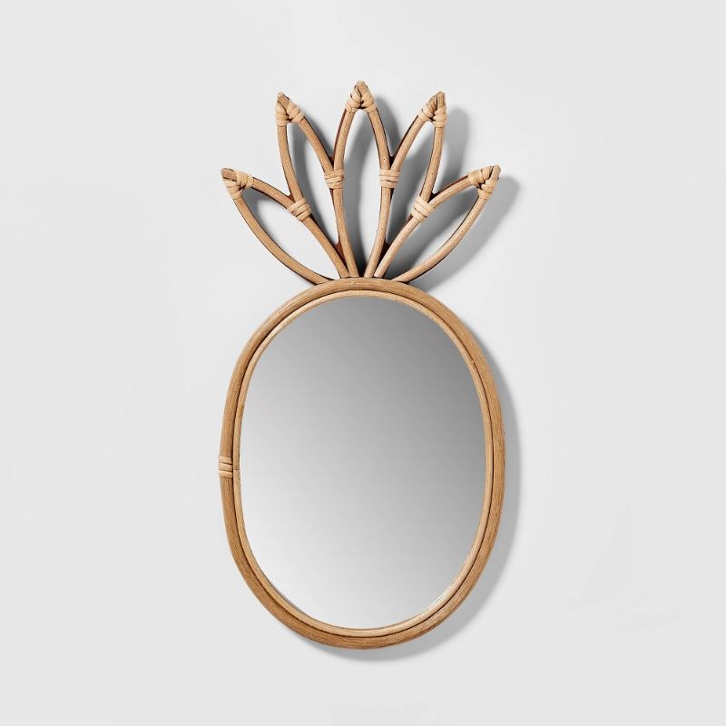 Photo 1 of 19"x9" Pineapple Rattan Mirror - Pillowfort™
