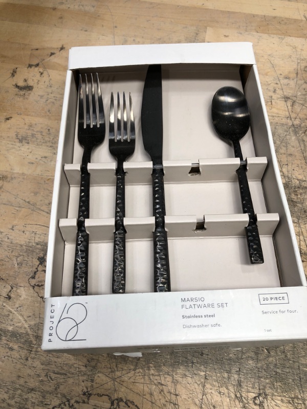 Photo 2 of 20pc Stainless Steel Marsio Matte Silverware Set Black - Project 62™
