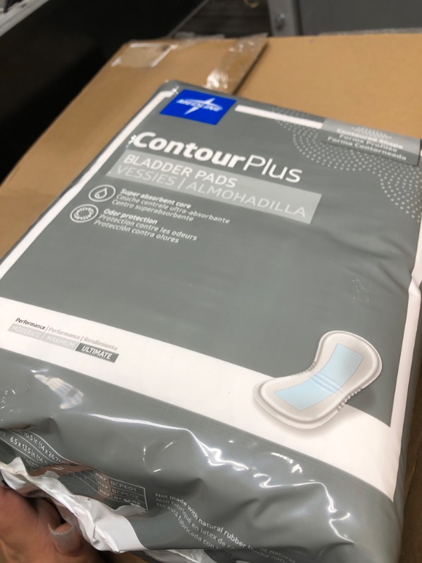 Photo 2 of Medline ContourPlus Bladder Control Incontinence Pads, Ultimate Absorbency, 8" x 7", 28 Count
