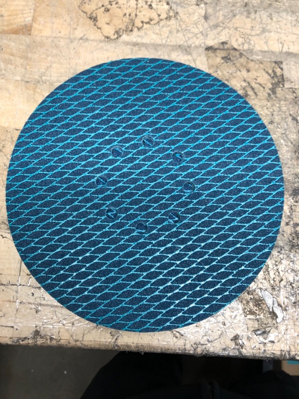 Photo 2 of 2 PACKS 9 inch 8 Hole Sanding Disc Hook and Loop Drywall Sander Sandpaper 60 Grit for Material Removal resurfacing Wood Metal Blue Aluminum Oxide Anti Blocking Rhombus Cloth-Backed Disks 10 in?Pack) 9 inch 60 grit