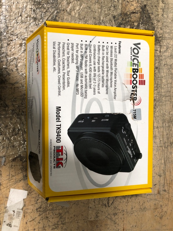 Photo 2 of VoiceBooster Voice Amplifier 22watts Black MR2300 by TK Products, Portable, for Teachers, Coaches, Tour Guides, Presentations, Costumes, Etc.