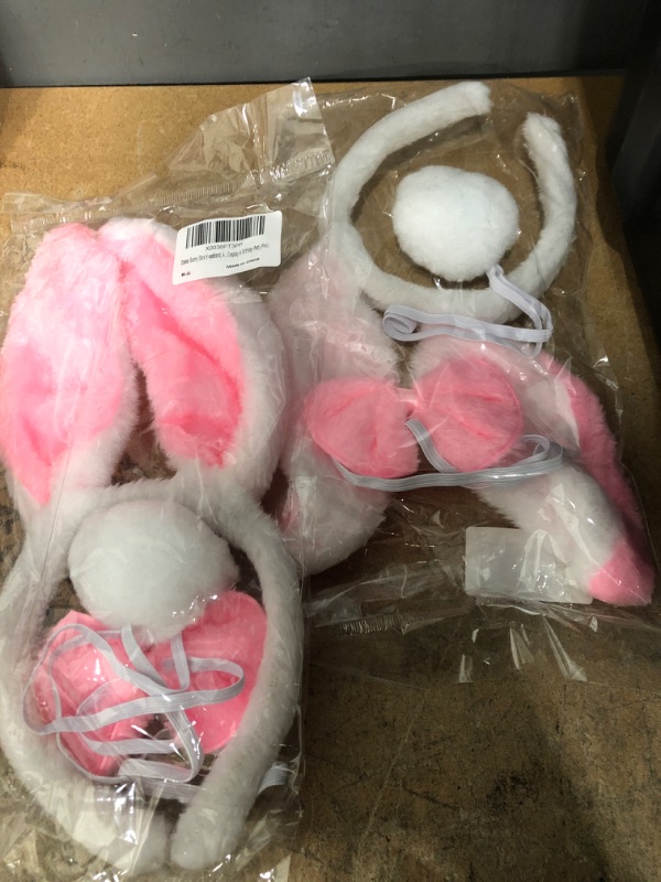 Photo 2 of 2pk- Bunny Ears Headband, Auto-Hi Costume Kit, Rabbit Ears with Tail and Bowtie for Kid's Halloween Party Pet Accessories(Pink)