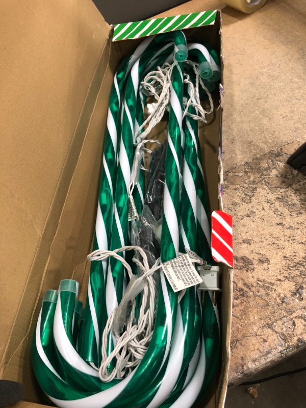 Photo 1 of 10 LED LIGHT UP CANDY CANE DECORATIONS (GREEN)