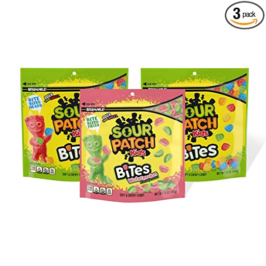 Photo 2 of 3 PACKS OF SOUR PATCH KIDS GUMMIES 2 PACKS SOUR HEADS 1 PACK SOUR WATERMELON 12OZ.