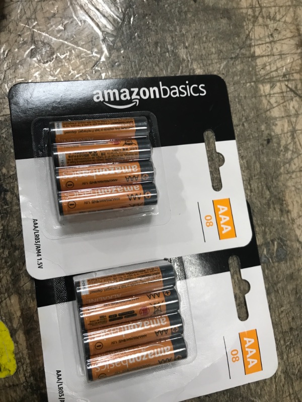 Photo 2 of 2 sets  of  8 each   -------Amazon Basics 8 Pack AAA High-Performance Alkaline Batteries, 10-Year Shelf Life, Easy to Open Value Pack,8 Count 