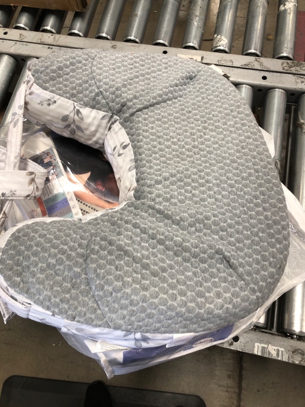 Photo 1 of Boppy Nursing Pillow—Best Latch | Plus-Sized Breastfeeding Pillow with Belt Designed with Lactation Consultants | Fits All Body Types | Machine Washable| Leaf Stripe and Soft Textured Gray Gray Leaf Stripe