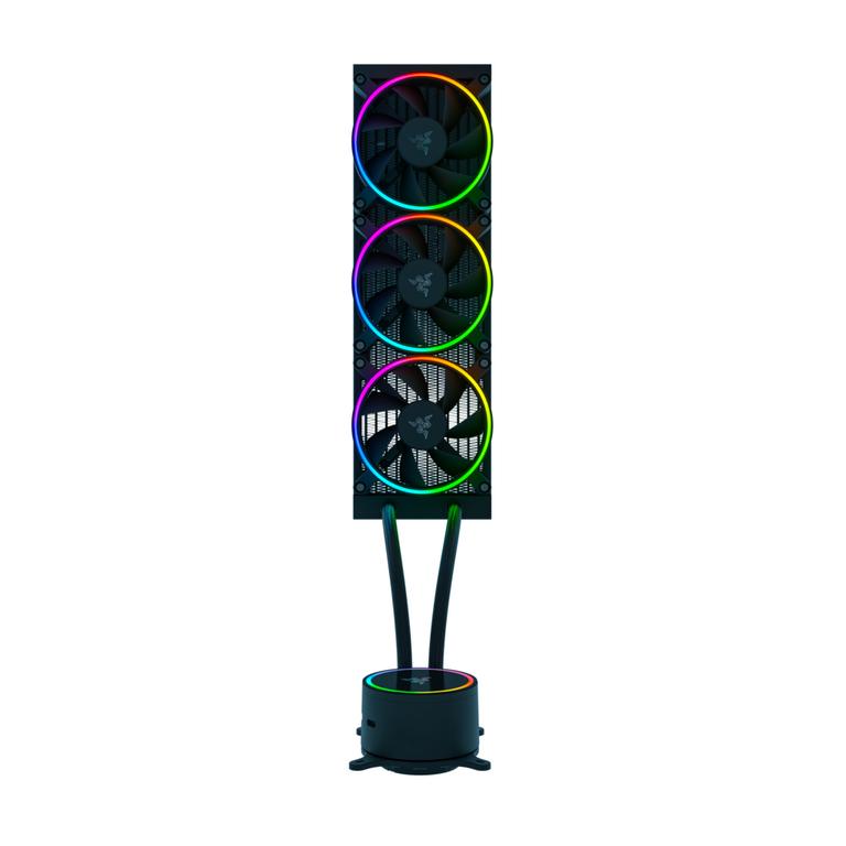 Photo 1 of Razer Hanbo Chroma RGB All-In-One Liquid Cooler aRGB Pump Cap: Ultimate AIO Design - Quiet, Powerful aRGB Fans - Silent, Efficient Liquid Cooling - PWM Fan Controller Support - RGB Chroma aRGB - 360MM
