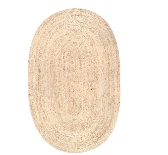 Photo 1 of nuLOOM Rigo Chunky Loop Jute Tan 6 ft. x 9 ft. Oval Rug
