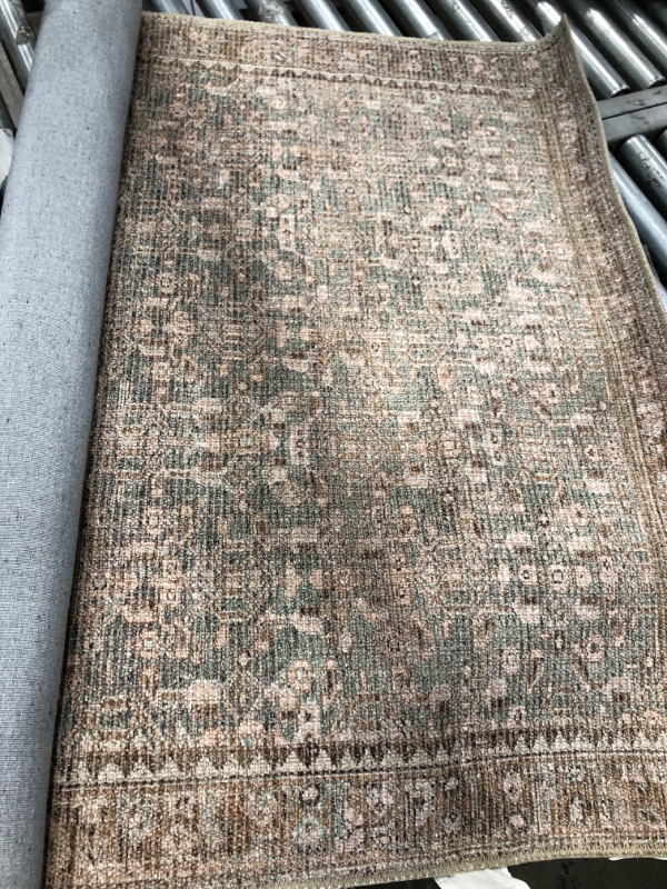 Photo 2 of Angela Rose x Loloi Aubrey Collection AUB-04 Sage / Bark, Traditional 3'-9" x 5'-6" Accent Rug Sage / Bark 3'-9" x 5'-6"