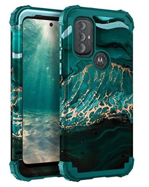 Photo 1 of ZHOGTNEG Compatible with Moto G Stylus 2022 6.8 inch Hybrid case, Heavy Duty 3 Layer Full-Body Shockproof Protective Rubber Case for Motorala G Stylus 2022 Released Marble