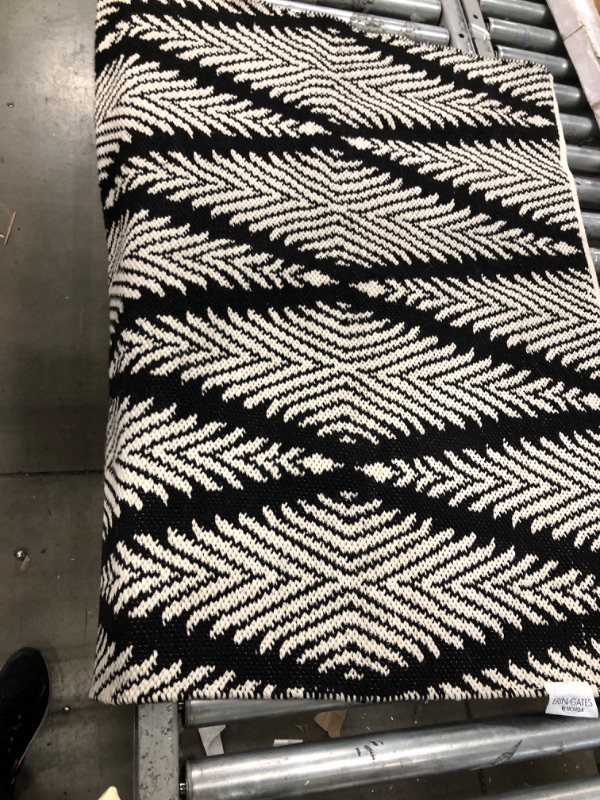 Photo 1 of 3x5 Erin Gates Reversible Black and White Area Rug 