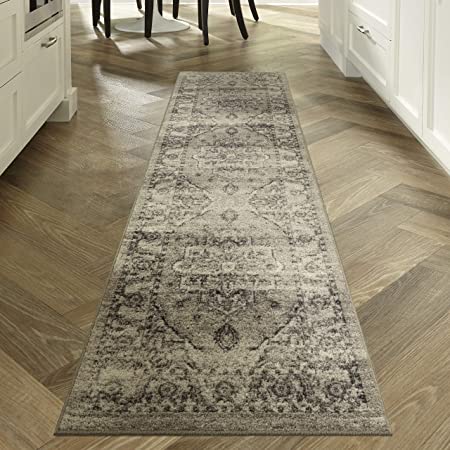 Photo 1 of 2'x5'11" Maples Rugs Distressed Lexington Non Slip Runner Rug For Hallway Entry Way Floor Carpet [Made in USA], Brown/Neutral
