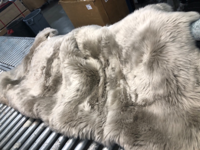 Photo 2 of 7'x6' Grey Faux Shag Fur Area Rug 