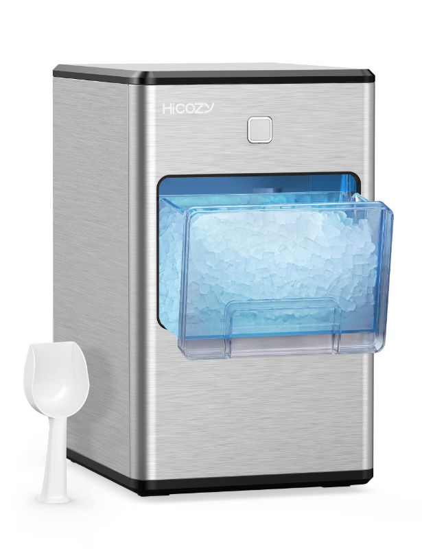 Photo 1 of (2 PACK) tested powers on*HiCOZY Countertop Nugget Ice Maker, Compact Sonic Ice Maker, Produce Ice in 5 Mins, 55LB Per Day, Self-Cleaning and Automatic Water Refill, Suitable for Christmas, Home, Office, Party, Bar (Black) Standard Black 1 AND ***PARTS ON