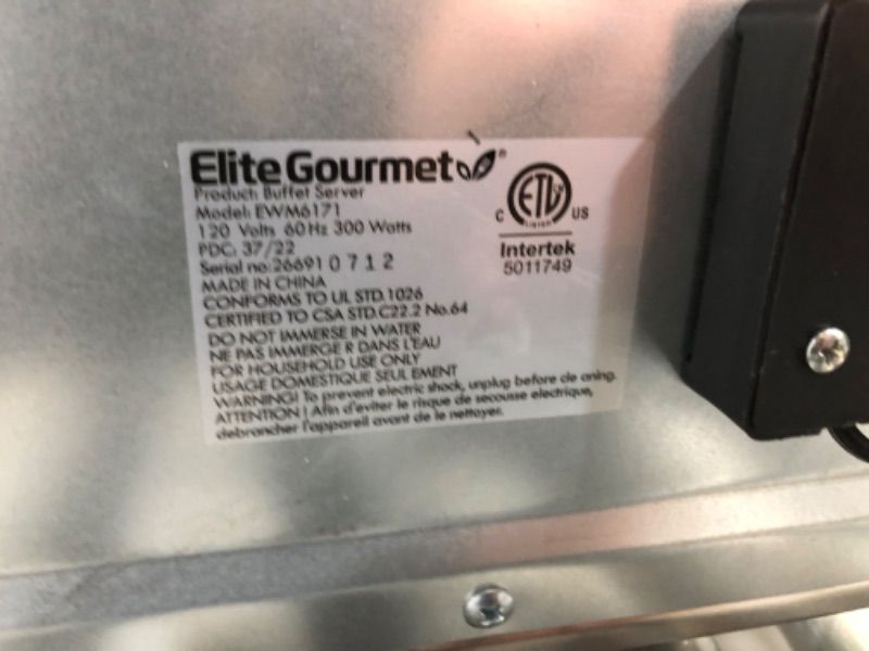 Photo 5 of (2 PACK) **USED** Elite Gourmet EWM-6171 7.5 Quart Triple Buffet Server Food Warmer Temperature Control, Clear Slotted Lids, Perfect for Parties, Entertaining & Holidays, 3 x 2.5Qt 75 AND **USED** T-fal Pressure Cooker, Pressure Canner with Pressure Contr
