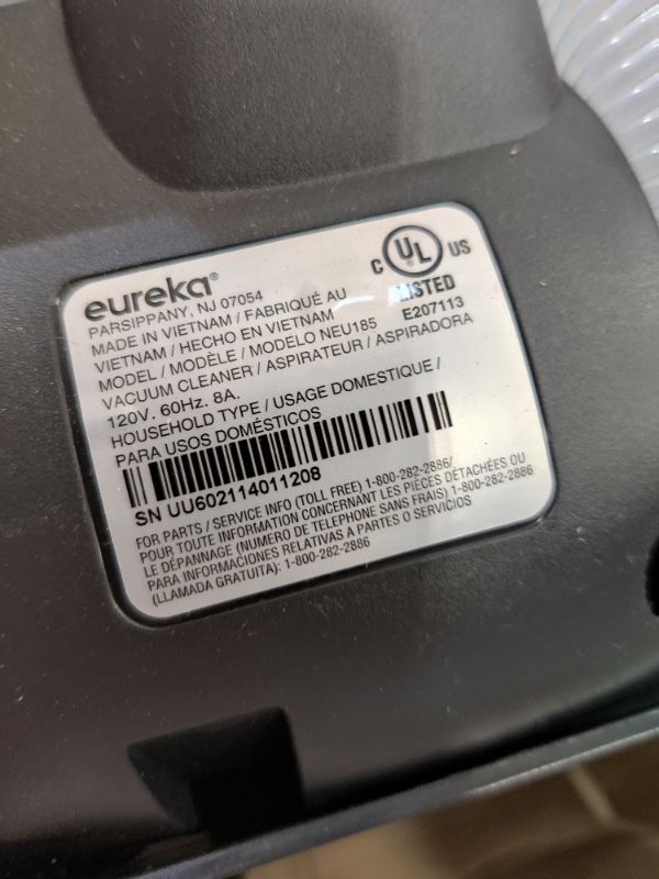 Photo 3 of Eureka PowerSpeed Multi-Surface Upright Vacuum Cleaner with 5-Height Adjustments & XL Dust Cup, NEU185. missing the main upper part of the pole.
