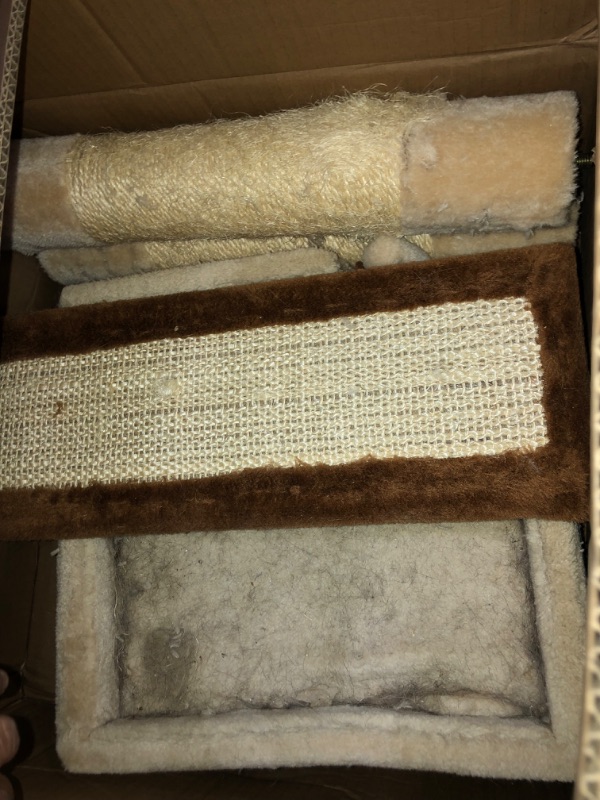 Photo 1 of 2-Story Cat Condo With Scratching Post And Spinning Toy - 18 x 18 x 39 Inches