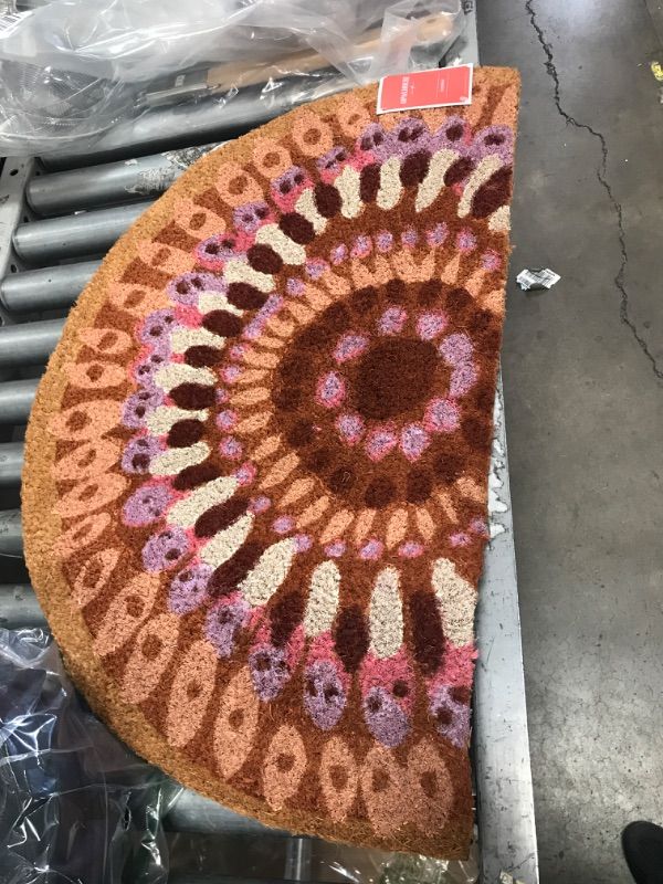 Photo 2 of 1'6" X 2'6" Outdoor Half-Circle Floral Door Mat Warm - Opalhouse™ 