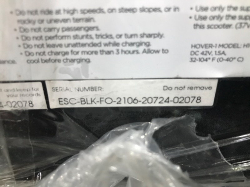 Photo 5 of ****UNABLE TO TEST****
***DRAME IS BROKEN***
***HANDLE BAR GRIP IS DAMAGED FROM SHIPPING***
Hover-1 Alpha Electric Scooter | 18MPH, 12M Range, 5HR Charge, LCD Display, 10 Inch High-Grip Tires, 264LB Max Weight, Cert. & Tested - Safe for Kids, Teens & Adul