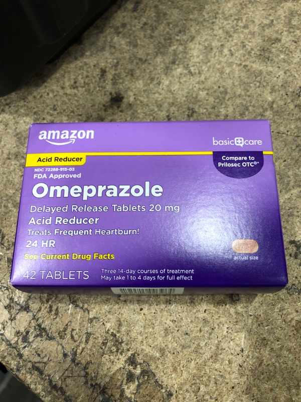 Photo 2 of Amazon Basic Care Omeprazole Delayed Release Tablets 20 mg, Acid Reducer, Treats Frequent Heartburn, 42 Count (Pack of 1)
Expiration 04/2023