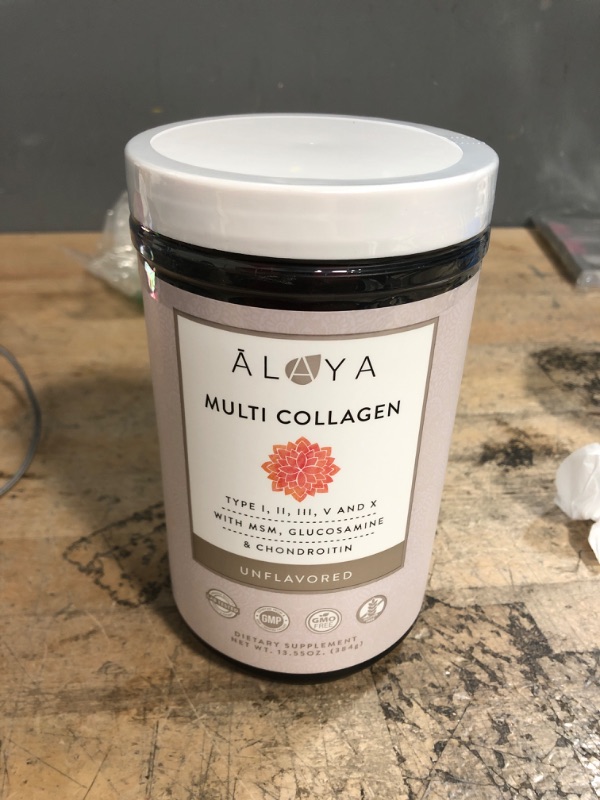 Photo 2 of **EXP DATE 11/2023** Alaya Multi Collagen Powder - Type I, II, III, V, X Hydrolyzed Collagen Peptides Protein Powder Supplement with MSM + GC (Unflavored)
