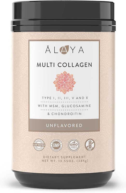 Photo 1 of **EXP DATE 11/2023** Alaya Multi Collagen Powder - Type I, II, III, V, X Hydrolyzed Collagen Peptides Protein Powder Supplement with MSM + GC (Unflavored)
